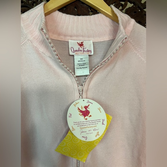 Quacker Factory Soft Pink Zip-Up Sweater - Picture 2 of 10